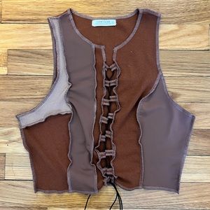 12th tribe color block lace front top